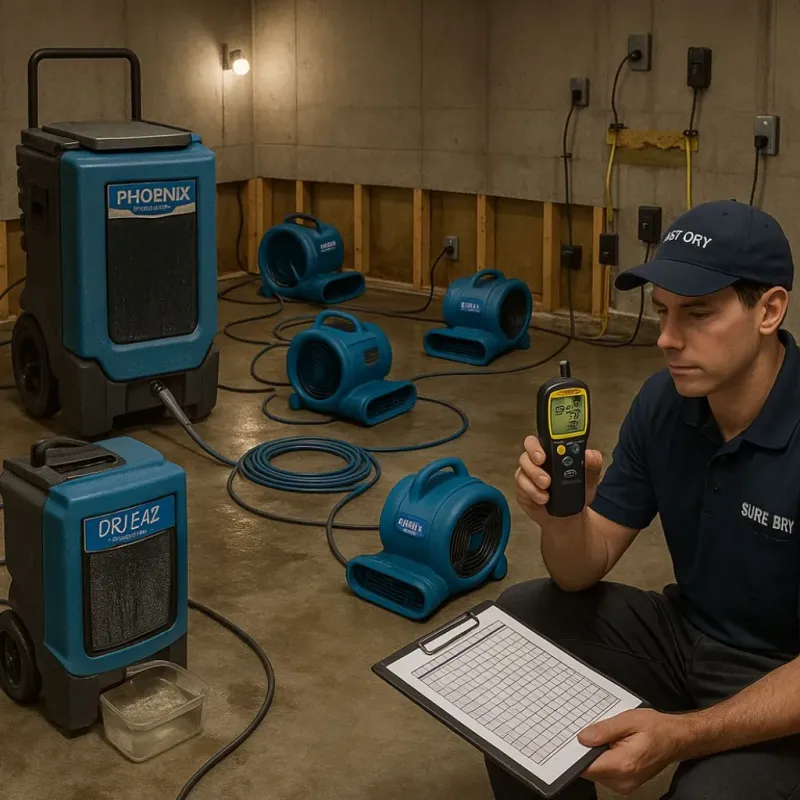Structural Drying and Dehumidification process in Jamesburg, NJ